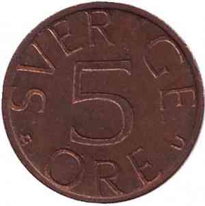 Монета 5 ере. 1978 рік, Швеція. Полтава