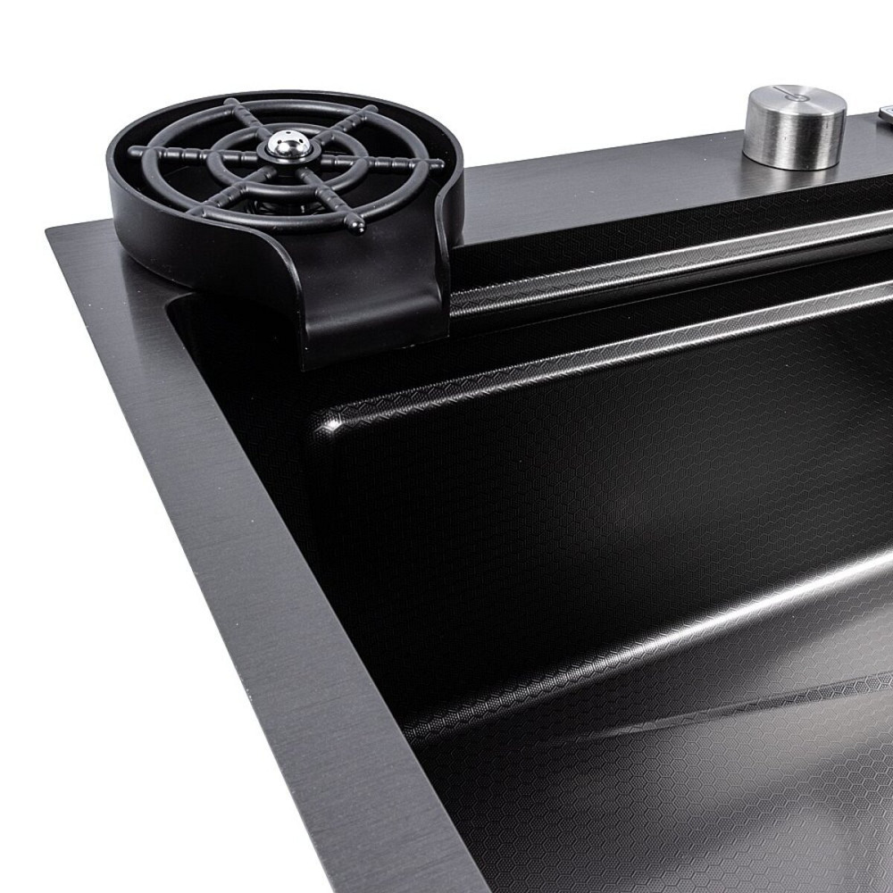 Кухонна мийка VALESO Handmade "Водоспад" 75*45G PVD чорний декор Коломия - фото 8