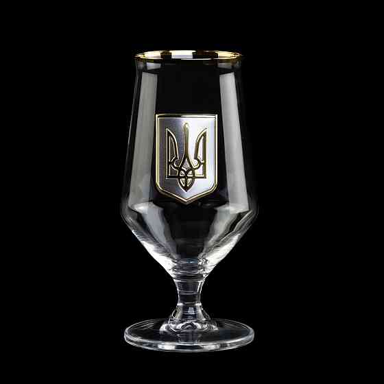 Набір для пива “ТРИЗУБ” 2 келиха, кришталь, золото Рівне