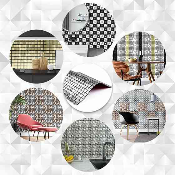 Алюмінієва мозаїка зі стразами, самоклеюча, срібна Київ