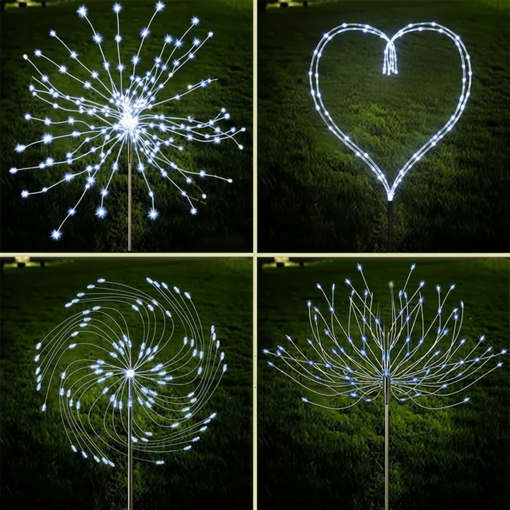 2 шт Садовий світильник Феєрверк на сонячній батареї 90LED,95см,Біле світло SBR Київ - фото 6