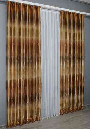 Комплект готових штор VR-Textil Фотоштори двосторонні № 1387ш Коричневий 150х270 см 2 шт (33-0258) Київ