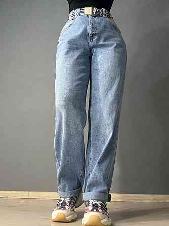 Джинси жіночі Dragon 8317 Mom Comfort Baggy з поясом стрейчеві блакитні, блакитний, 33, 33, 90 см, 115 см Київ
