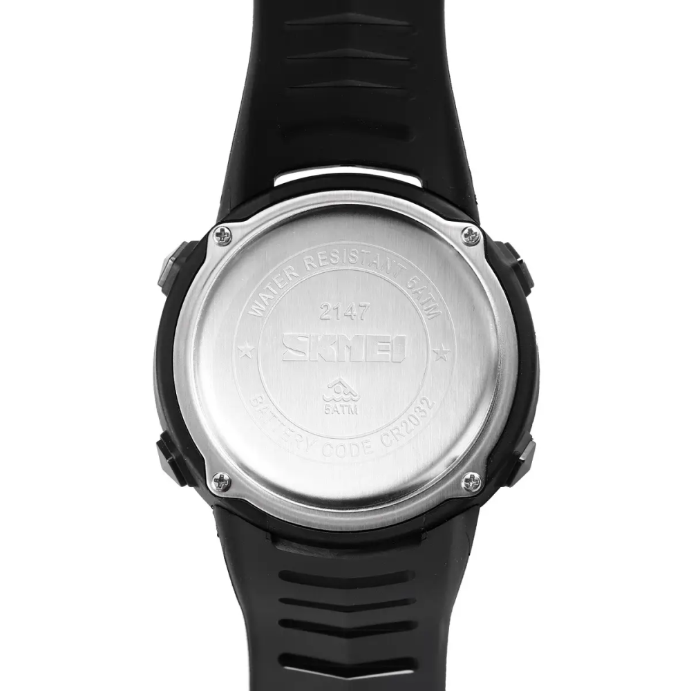 Часы мужские спортивные с компасом Skmei 2147 Compass (Черные с белым циферблатом) Винница - изображение 7