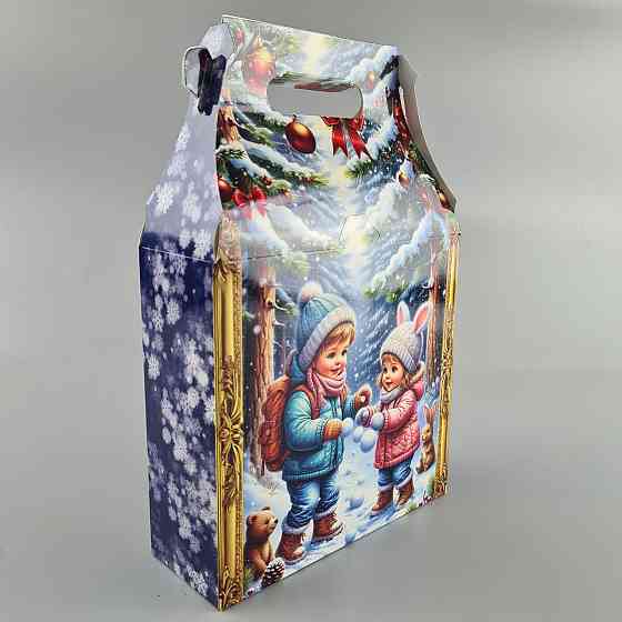 Новогодняя подарочная картонная упаковка для конфет (600грм) №227 