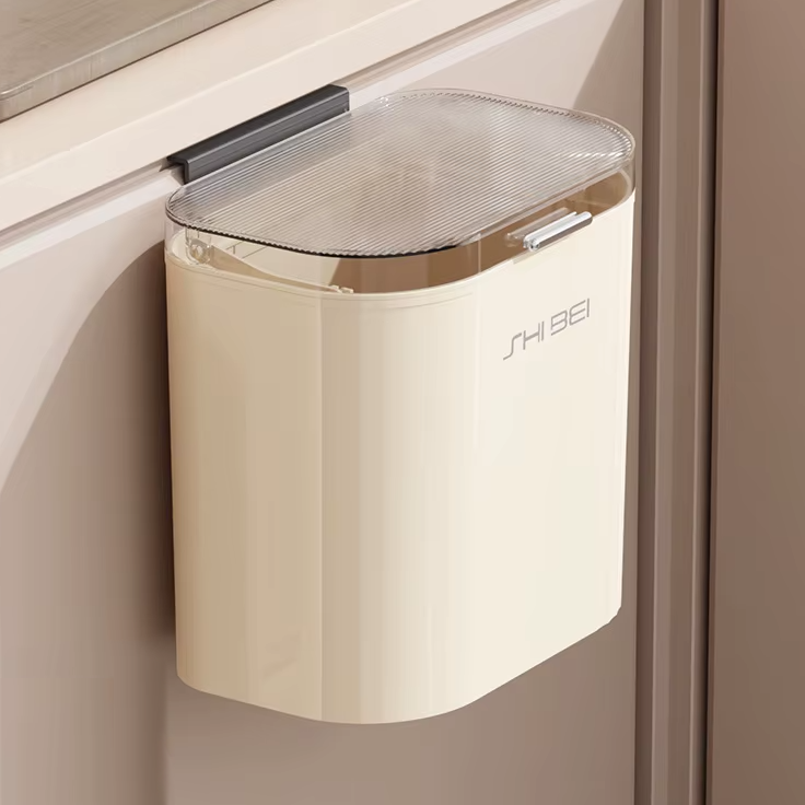 Контейнер для сміття з прозорою кришкою, підвісний пластиковий бак для кухні, ванної, об'єм 10 л, розмір 26x16x25 см Кам'янець-Подільський - фото 1