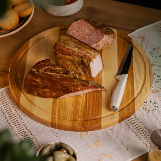 Lugi Обробна дерев'яна дошка кругла 25 см для подачі нарізки ясен C10W250 Коломыя