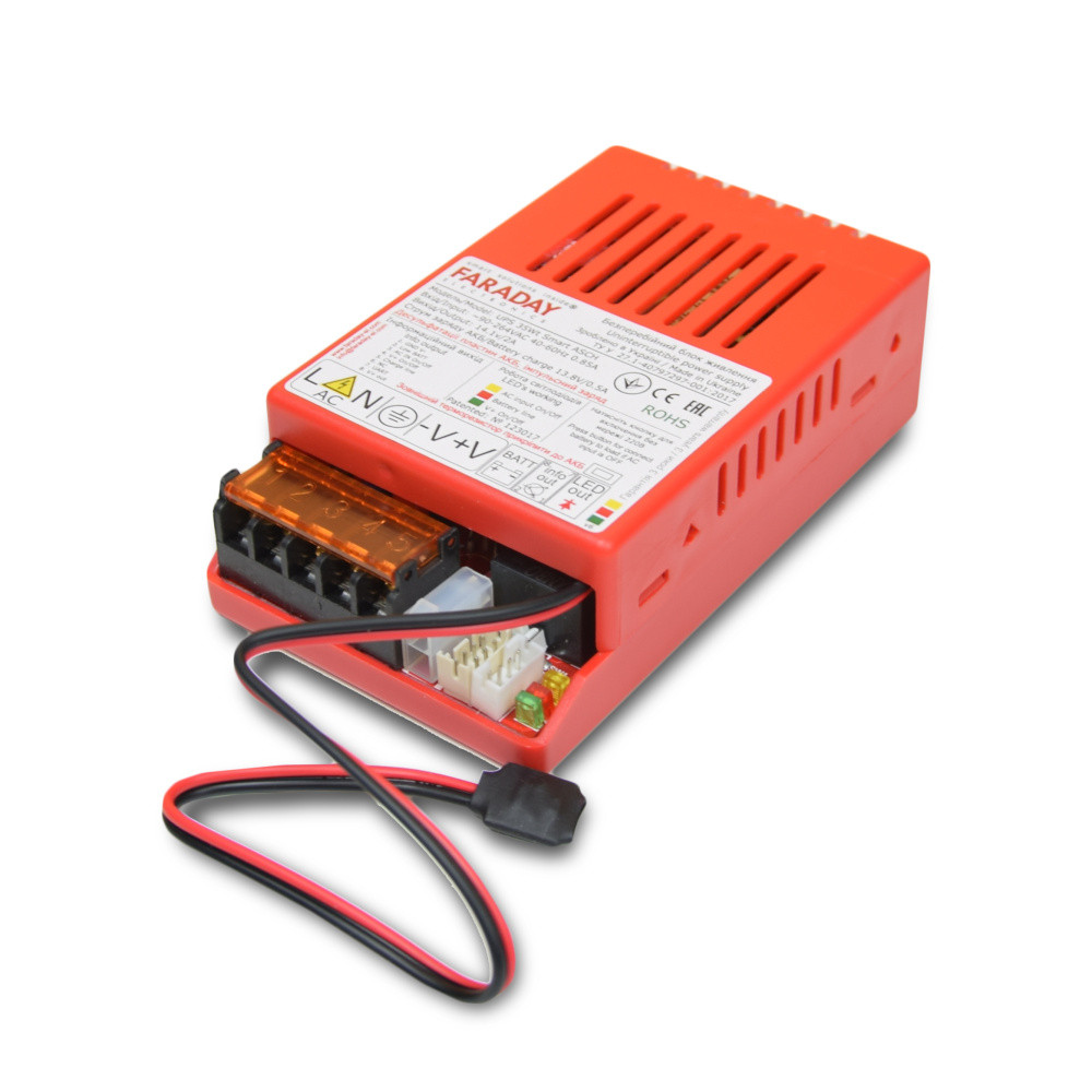 Безперебійний блок живлення Faraday Electronics UPS 35W Smart ASCH PL під акумулятор 7А·год в пластиковому корпусі Київ - фото 1