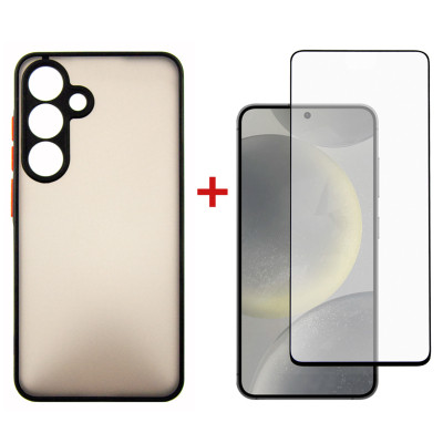 Чохол до мобільного телефона Dengos Samsung Galaxy S24 Matte + glass Black (DG-KM-109) Вінниця - фото 1