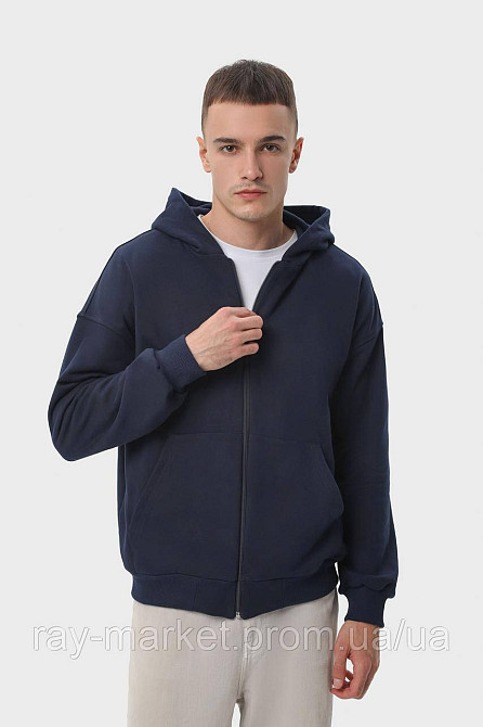 Худі на блискавці чоловіче базове RAY PREMIUM LOOSE темно-синє (U0409M-Navy Blue) S Київ - фото 1