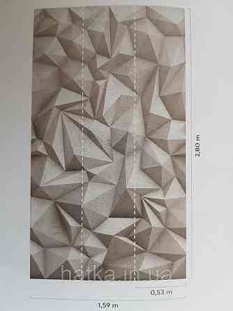 Шпалери вінілові Grandeco One roll one motif 2 A35001 панно лофт 3д фігури опуклі багатокутники Київ