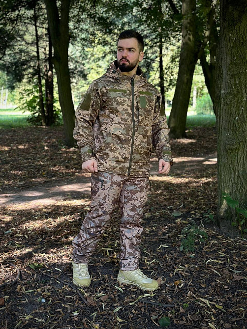 Тактична чоловіча демісезонна куртка Soft Shell піксель, військова куртка з підкладкою Omni-Heat Львів - фото 8