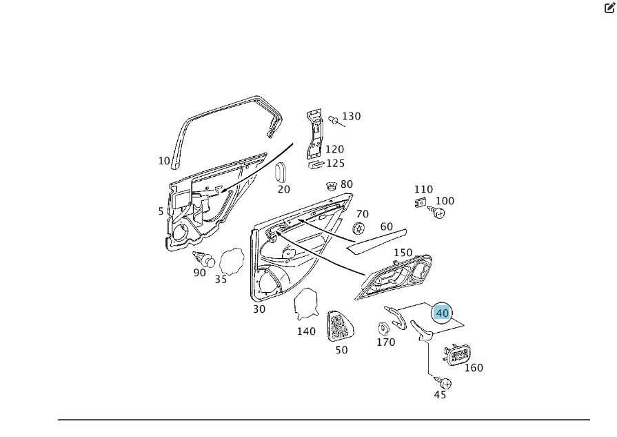 Mercedes-Benz  A2038101751 7213 Основа внутрішньої ручки закриття задніх лівих дверей сіра без кришки C-class W203 C-class S203 Одесса - изображение 2