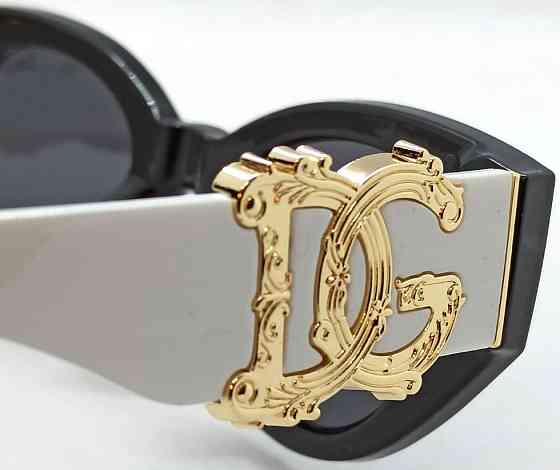 Брендові окуляри жіночі чорно-білі, великі, із золотим логотипом модні. Київ