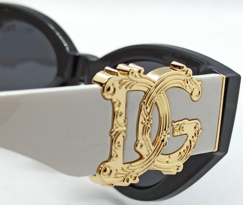 Брендові окуляри жіночі чорно-білі, великі, із золотим логотипом модні. Київ - фото 1