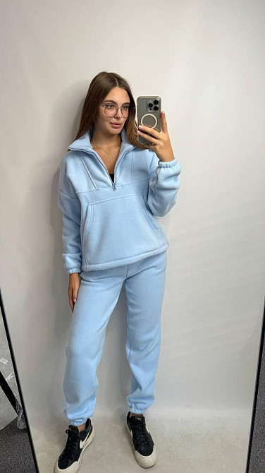Брендовый теплый спортивный костюм женский Голубой XL-2XL Харьков - изображение 5