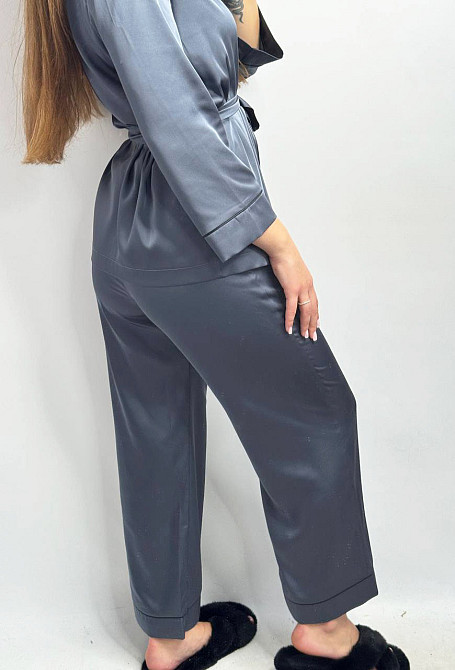 Піжама жіноча шовкова зі штанами Графітовий ч/к XL/2XL Харків - фото 3