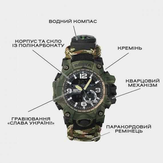Чоловічий наручний годинник Besta Military з компасом (Камуфляж) Вінниця - фото 4