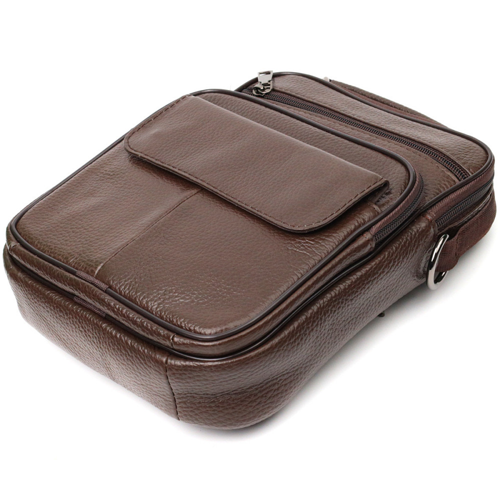 Вертикальна чоловіча сумка з натуральної шкіри Vintage 21952 Коричнева Київ - фото 9