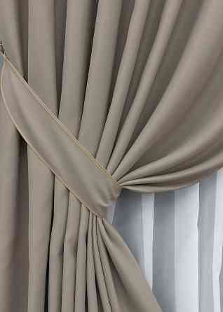 Комплект готових штор VR-Textil Bagema Rvs № 1896ш Сіро-бежевий 130х290 см 2 шт (39-0151) Київ
