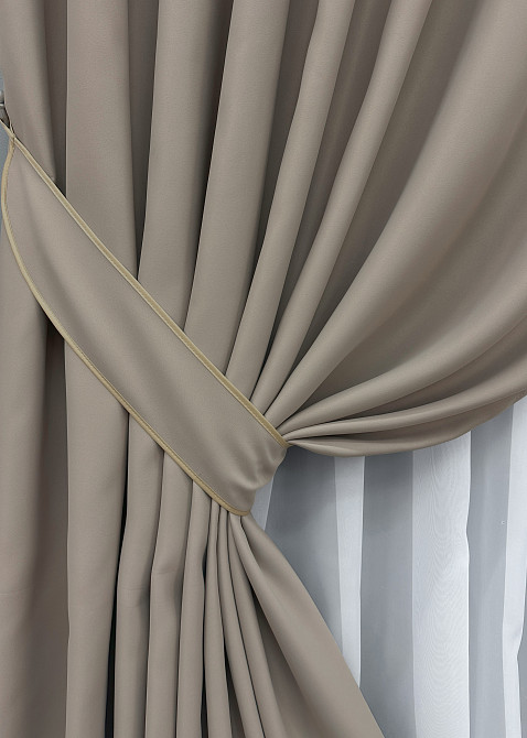 Комплект готовых штор VR-Textil Bagema Rvs № 1896ш Серо-бежевый 130х290 см 2 шт (39-0151) Киев - изображение 5