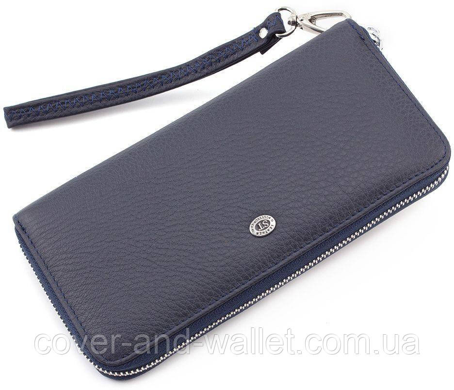 Женский бордовый кожаный кошелек на молнии с ремешком ST 45-2 Киев - изображение 9