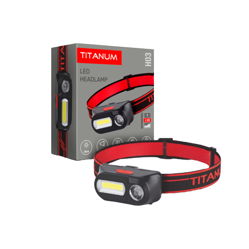Ліхтарик LED налобний 180Lm 6500К червоний/чорний TLF-H03 Titanum Житомир