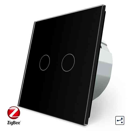 LIVOLO Розумний сенсорний прохідний/перехресний ZigBee вимикач 2 сенсора Livolo чорний скло (VL Коломия