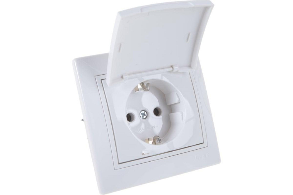 MIRA Розетка с заземлением с крышкой белый с белой вставкой Lezard Харьков - изображение 1