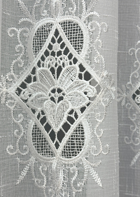 Тюль льон з мереживом колір білий 1806т Київ - фото 5