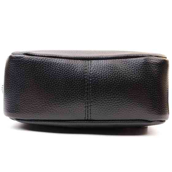 Сумка на одне відділення в класичному кольорі з натуральної шкіри Vintage 22606 Чорна Київ