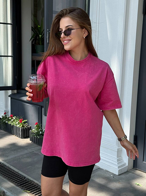 Велосипедки и футболка варенка тай дай оверсайз Малиновый XS-S Харьков - изображение 6