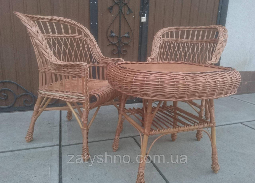 Крісла плетені з журнальним столом із лози. Київ - фото 2