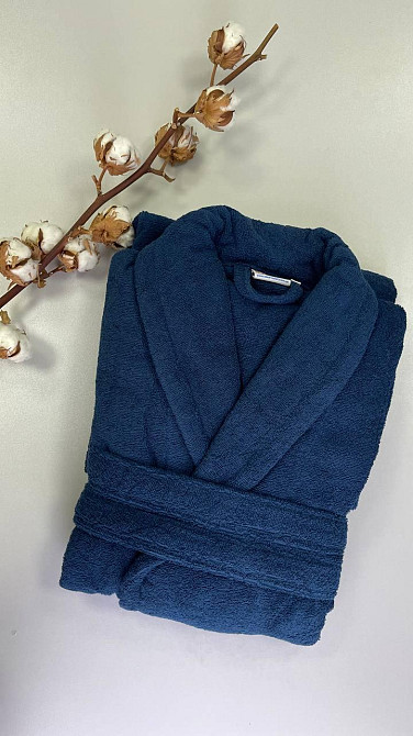 Жіночий халат Ideal Textile банний махровий Темно-синій (56860466) Чернівці - фото 4