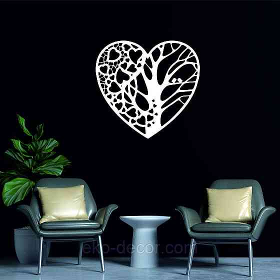 Декоративное настенное Панно «Дерево сердце» Декор на стену 90*84 см, Белый Киев