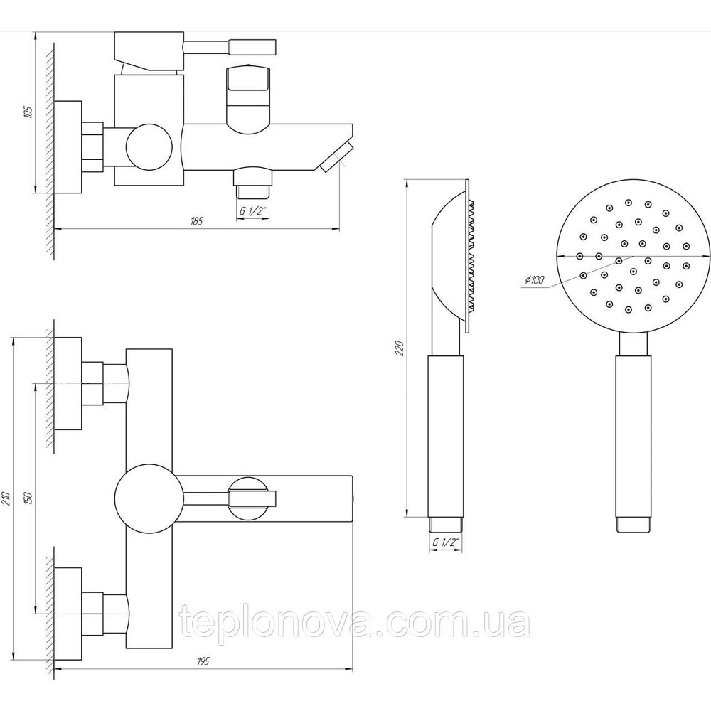 Смеситель для ванны Globus Lux ALPEN SBT1-102NE-BB Черновцы - изображение 5