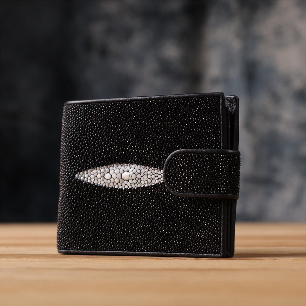 Портмоне мужское STINGRAY LEATHER 18070 из натуральной кожи морского ската Черное Киев - изображение 8