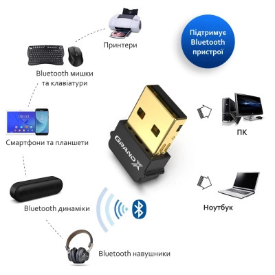 Bluetooth-адаптер Grand-X 5.0 Realtek RTL8761B, 7 devices, aptX, Low Energy (BT50G) Винница - изображение 3