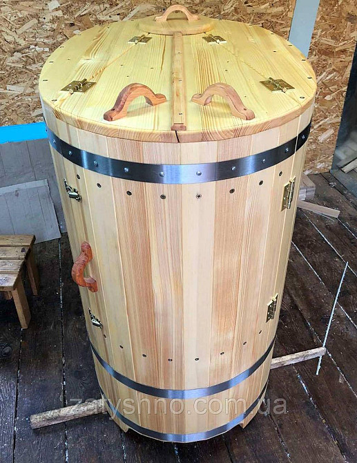 Фітобочка 1 метр у діаметрі дерев'яна з сидінням із смереки Київ - фото 5