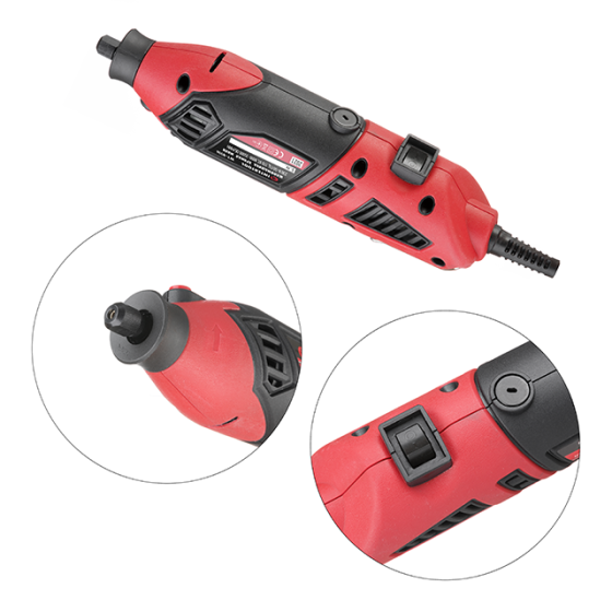 Гравер INTERTOOL WT-0516, 170 Вт, 35000 об/хв, 120 од., кейс, стійка, гнучкий вал, насадка для фрезерування - з бічною рукояткою Львів