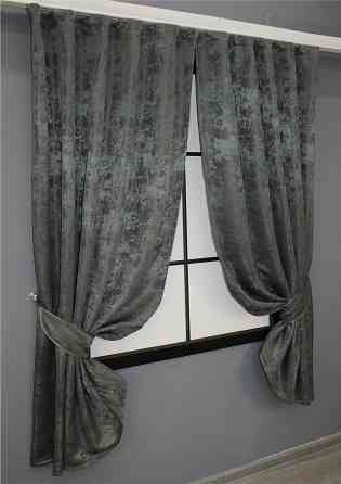 Комплект коротких штор VR-Textil Жакард Sultan XO № 1123ш Жакард Графітовий 130х170 см 2 шт (35-0110) Київ