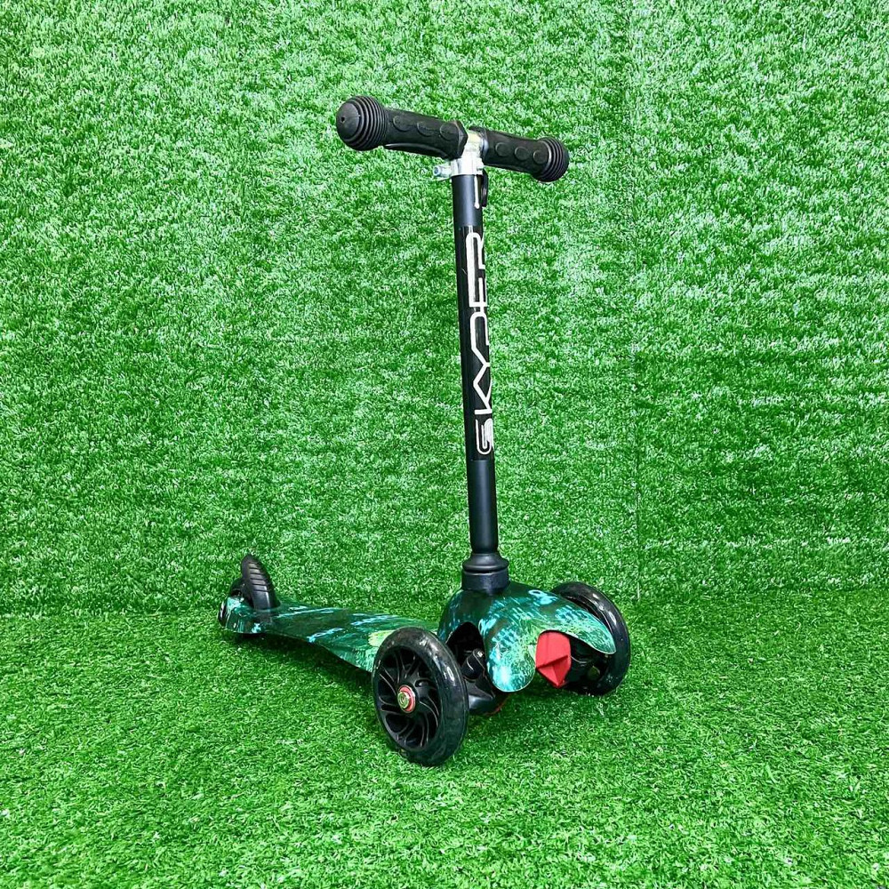 Самокат триколісний Skyper MINI колеса PU 120мм на 2-4 роки Чорний із зеленим (112-70899) Чернигов - изображение 2