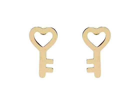 Сережки Stainless Steel 14K пусети Сердечки-ключики (162786) ТМ XUPING Киев