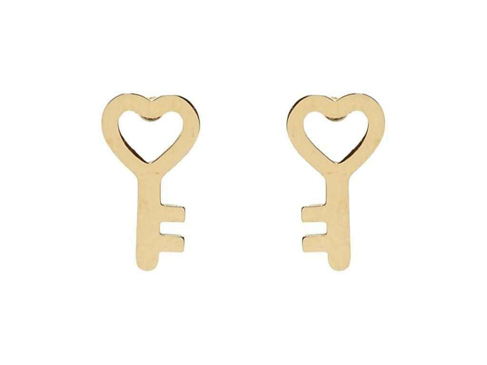 Сережки Stainless Steel 14K пусеті Сердечка-ключики (162786) ТМ XUPING Київ - фото 1
