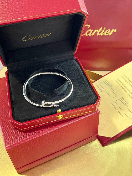 Cartier браслет цвях | Напилення білим золотом | Розсип цирконів на капелюшку | Ідеально для подарунка Одеса - фото 5