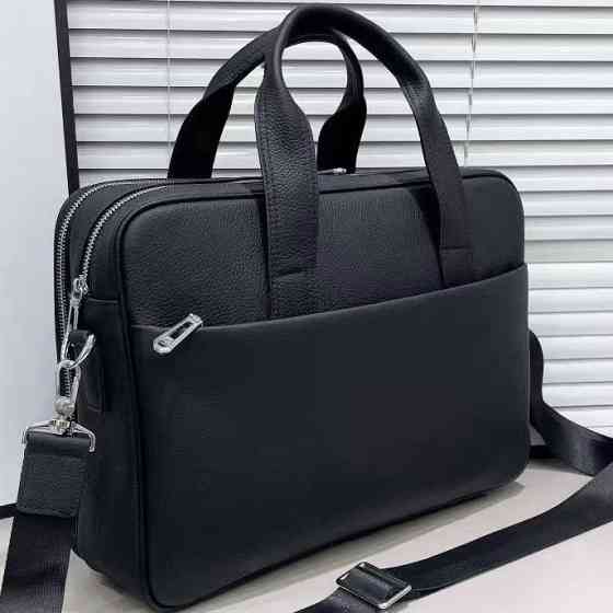 Кожаная мужская деловая сумка для ноутбука 40x27x10, офисный портфель Tiding Bag 56901, черный Винница