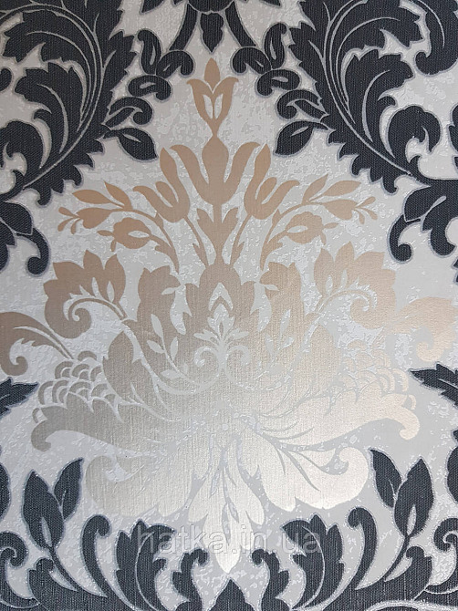 Шпалери метрові вінілові на флізелін Marburg Villa Romana класичні вензелі завитки чорні сірі бронзові Київ - фото 5