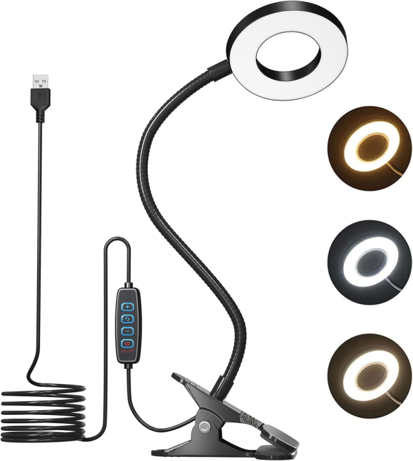 Bonlux 5W USB LED лампа-затискач E27, гнучка гусяча шия, 10 рівнів яскравості, 3 температури світла Київ - фото 2