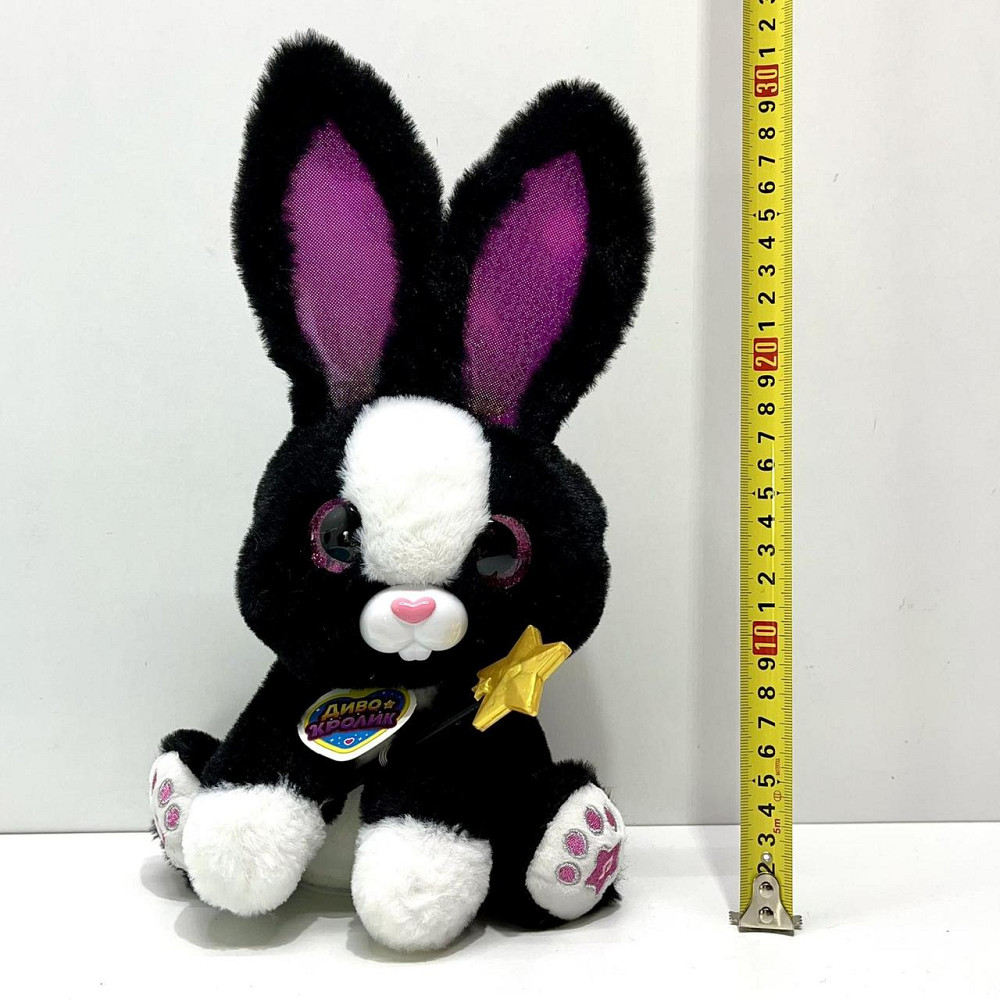 Зайчик інтерактивний Чудо Кролик 30см звук світло фрази рухливий реагує на паличку Чорний (M 6144 I UA) Чернігів - фото 3