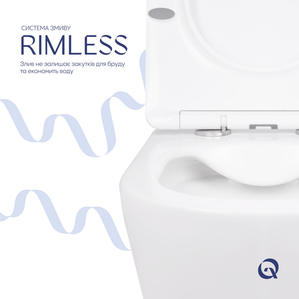 Унітаз підвісний Qtap Swan безобідковий із сидінням Soft-close QT16335178W Київ - фото 5